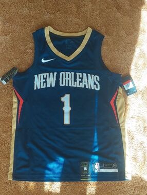 Zion Williamson NBA Nike New Orleans Navy Gold Basketball Jersey #1